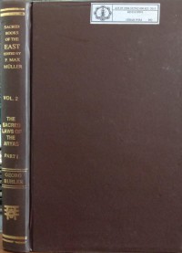 Image of The Sacred Books of The East Vol. 2 : The Sacred Laws of The Aryas Part I